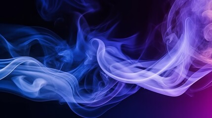 Wall Mural - abstract black background with purple transparent wave with gradient and smoke particles. 3д. backgr