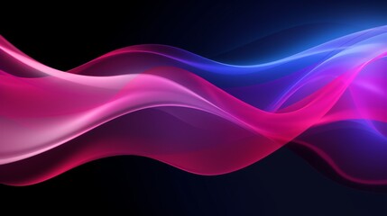 Wall Mural - Abstract black background with pink wave with gradient. 3д. Background. wallpaper, pattern.