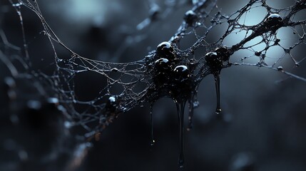 spider web with dew drops