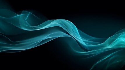 Wall Mural - Abstract bright 3d blurred background, wallpaper, template, with gradient, transparent smoke, fog as smooth waves, on dark background with glow, blue, for design article, wall, storis, presentation