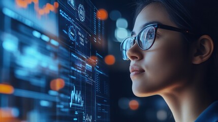 Woman Looking At Screen