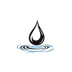 Silhouette vector illustration of a water droplet, on white background, 2d flat illustration, ideal for water conservation campaigns, wellness branding, and eco-friendly products