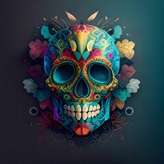 Poster - Colorful Skull Design