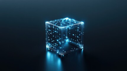 Aufkleber - Illuminated digital cube a futuristic representation of data and technology in a virtual space