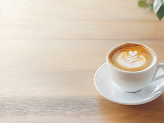 Cup of hot coffee on table in cafe with people. vintage and retro color effect - shallow depth of field 