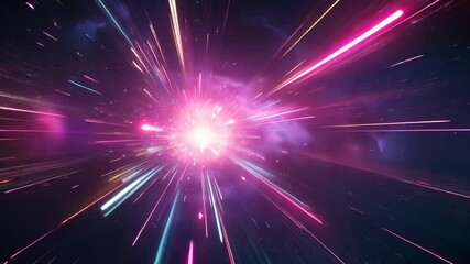 Wall Mural - a bright pink and blue light streaks through the cosmos