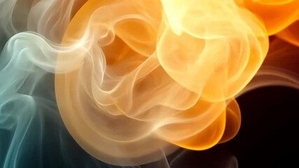 Wall Mural - abstract swirls of yellow and white smoke against a black background
