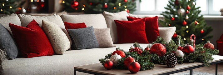 Contemporary Living Room with Christmas Decor