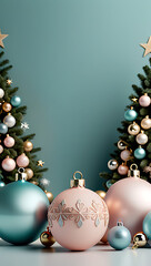 soft pastel colors modern designs adorn christmas balls key element holiday set decor