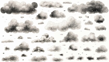 Wall Mural - black and white clouds rainy gray