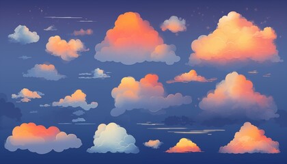 Wall Mural - sunset blue and clouds