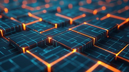 Wall Mural - glowing wireframe structures, intricate 3d designs with luminous edges, set against an abstract futu
