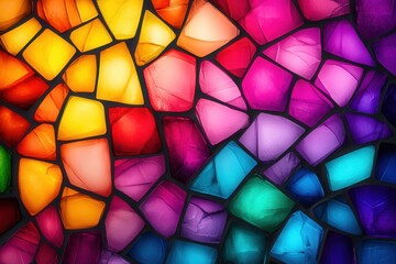 Wall Mural - colorful stained glass mosaic, an intricate abstract composition featuring diverse shapes and hues, 