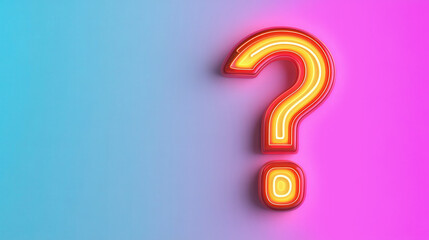 Canvas Print - vibrant neon question mark, an eye-catching abstract illustration featuring a colorful backdrop and 