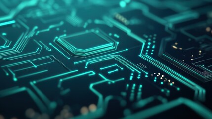 Wall Mural - futuristic abstract tech background, showcasing intricate circuits, vibrant colors, and ample space 