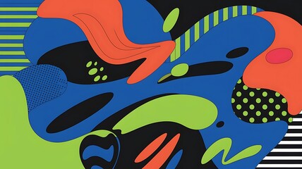 Create a vibrant abstract design featuring bold colors like royal blue, bright orange, and neon green abstract banner backgrund wallpaper created with generative ai