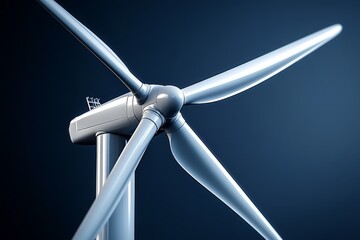 Poster - A minimalist design of a wind turbine, with clean lines and a modern, geometric form set against a plain background
