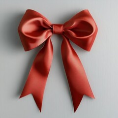 Elegant red satin bow on a light background perfect for gift wrapping and decoration