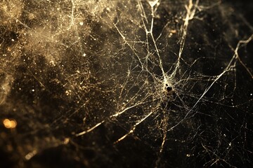 A close-up of the cracked screen, showing intricate patterns and textures that resemble spider webs against an ominous black background
