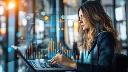 Poster - Professional Woman Analyzing Data on Laptop