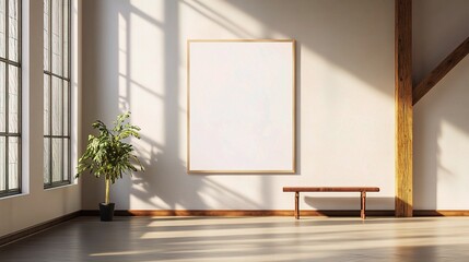 Poster - Bright and Minimalist Interior with Empty Canvas