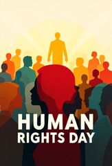 Celebrating human rights day with diverse community illustration