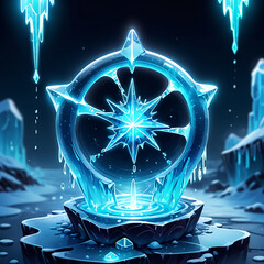 Frozen Crystal Star Symbol Glowing Icy Fantasy