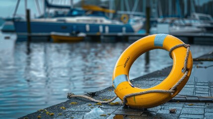 Yellow Lifebuoy On Pier