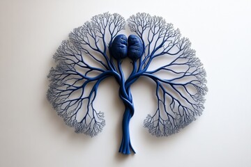 Leinwandbilder - Lymphatic vessels, drawn as simple, clean lines connecting major lymph nodes in a minimalist style