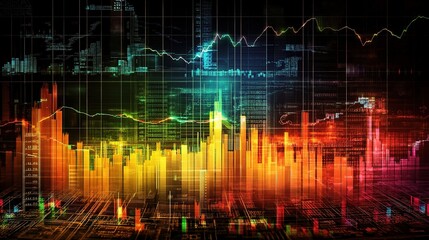 Wall Mural - Vibrant Financial Data Visualization Background