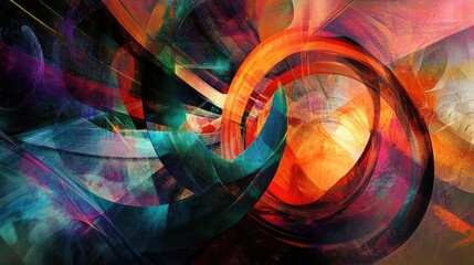 Wall Mural - Abstract digital art with vibrant colors and geometric shapes, creating a dynamic and energetic visual perfect for modern designs.