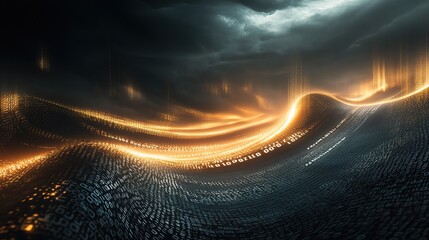 Poster - Abstract Waves of Digital Data and Light