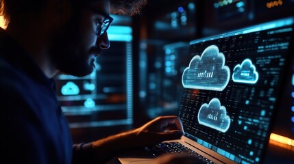 Person Working on Cloud Computing Technology