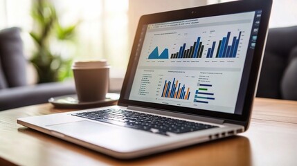 Poster - Data Analysis on Laptop with Coffee Cup