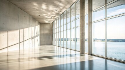 Poster - Modern Empty Space with Large Windows and View