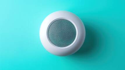 Canvas Print - White Round Speaker on Blue Background