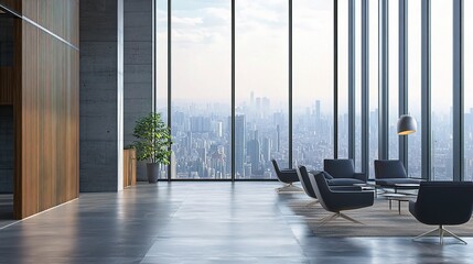 Poster - Modern Office Interior with City View