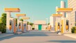 © Adul khotchasri - A modern electric vehicle charging station with multiple chargers, surrounded by greenery and a clear blue sky.