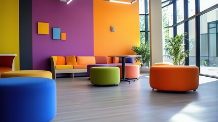 Poster - Modern Colorful Lounge with Unique Seating Options