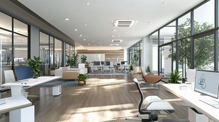 Poster - Modern Office Interior with Natural Light and Plants