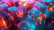 © KeetaKawee - Colorful Transparent Cubes with Glowing Lights