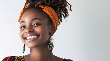 Poster - Happy Woman Smiling with Vibrant Accessories