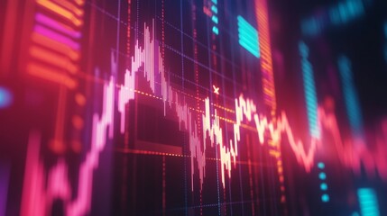 Leinwandbilder - Colorful Digital Financial Market Data Visualization