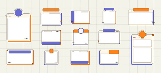 Wall Mural - retro ui frame text box vector set collection. retro desktop windows, message boxes, and user interf