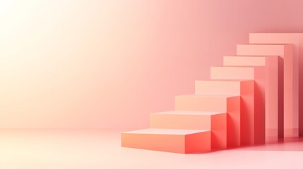 Aufkleber - Abstract Steps in Soft Pink Color Palette
