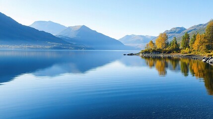 Sticker - Serene Lake View with Mountains and Reflection