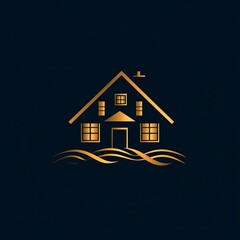 Creative logo gold for Real Estate Construction in dark background