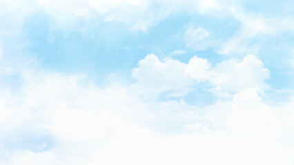 Wall Mural - bright blue sky with fluffy white clouds on a sunny day vector. horizontal view blue sky.