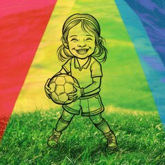 Sticker - child playing soccer