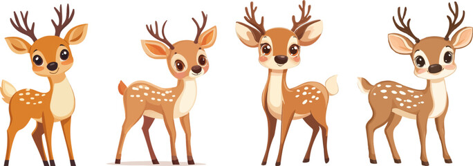 Set of a cute deers, vector illustration
